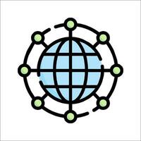 The globe is surrounded by a network of dots vector