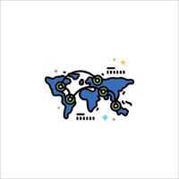 The world map is shown with a green dot vector
