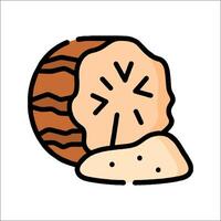 A walnut is shown in a cartoon style vector