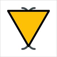 A yellow triangle with a black line on it vector