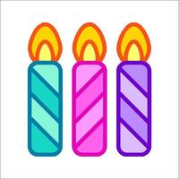 Three colorful candles on a white background vector