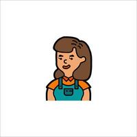 A woman in an apron is shown in a cartoon style vector