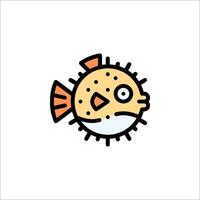 A puffer fish icon on a white background vector