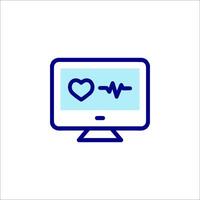 A computer monitor with a heart beat icon vector