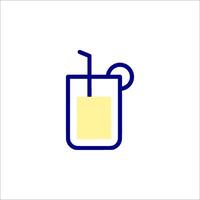 A drink with a straw and a lemon in it vector