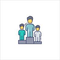 People standing on a podium with a man standing on top vector
