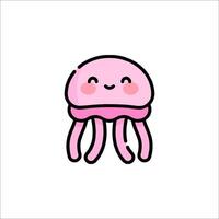 A cute pink jellyfish with a smiley face vector