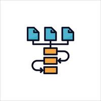 A file server icon with three files on top vector