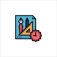 A clock and a pencil icon on a white background vector