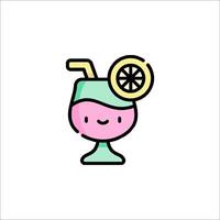 A cartoon drink with a lemon slice and straw vector