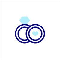 Two rings with a heart in the middle vector