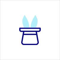 A blue icon of a hat with a rabbit inside vector