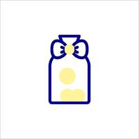 A bottle with a bow on it and a yellow dot vector