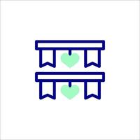 Two hearts hanging from a ribbon banner vector