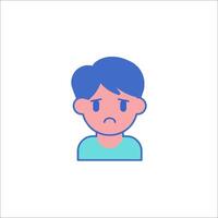 A boy with a sad face icon vector
