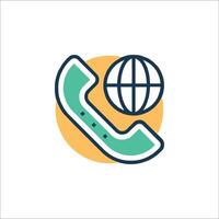 The globe and phone icon vector