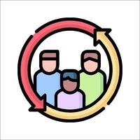 People in a circle with arrows pointing to them vector
