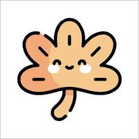 A cartoon character with a face and a leaf vector