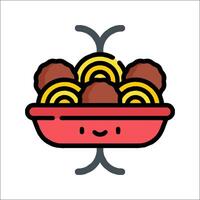 A cartoon character holding a bowl of noodles vector