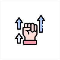 A fist with an arrow pointing up and a hand pointing down vector