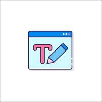 A pencil and a t on a computer screen vector