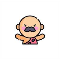 A cartoon character with a mustache and a pink shirt vector
