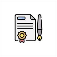 A document with a pen and a seal vector