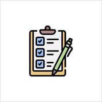 Checklist icon with pen and clipboard on white background vector