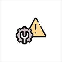 A gear and a triangle icon with a warning sign vector