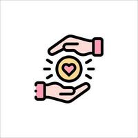 A hand holding a heart with a coin in it vector