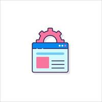 A web page with a gearwheel icon vector