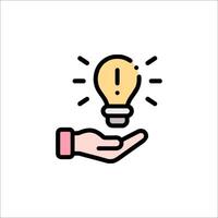 A hand holding a light bulb icon vector