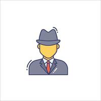 A man in a suit and tie with a hat vector