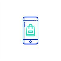 A phone with a shopping bag icon on it vector