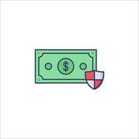 A dollar bill and a shield icon vector