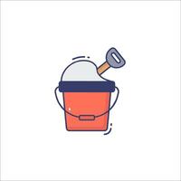 A bucket with a shovel and shovel in it vector
