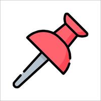 A red push pin icon on a white background vector