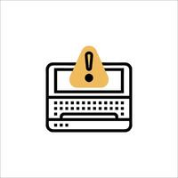 A computer with a warning icon on it vector
