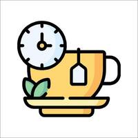 Tea cup with clock and tea leaves vector