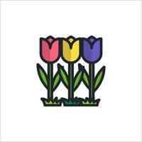 A colorful tulip icon on a white background vector