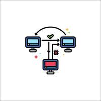 A computer with two monitors and a heart vector