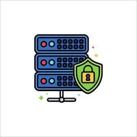A server with a padlock on it vector