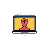 A laptop with a question mark on it vector