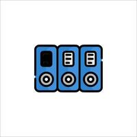 A blue and black computer with two speakers vector