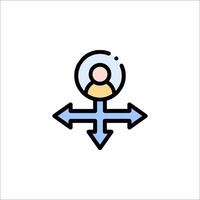A person is in the middle of an arrow pointing to the right vector