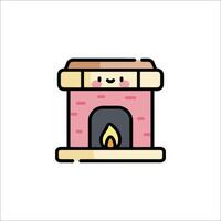 A cartoon fireplace with a fire inside vector