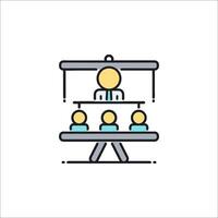 A line icon of a man on a table with a man on the top vector