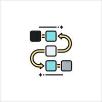 A line icon of a process with arrows vector