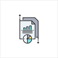 A line icon of a document with a pie chart vector