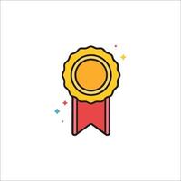 A red and yellow award ribbon icon vector